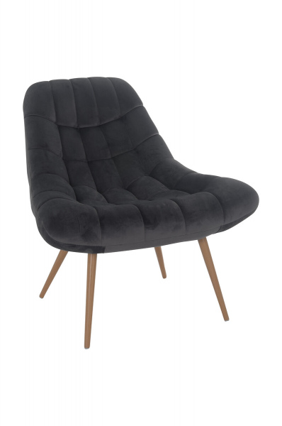 SalesFever Sessel XXL Samt grau Metall Holzoptik, 100% Polyester, Metallbeine in Holzoptik, mit Steppung