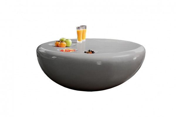 SalesFever Couchtisch 100 cm rund grau Fiberglas, hochglanz lackiert, mit 3 Runden Ablageflächen