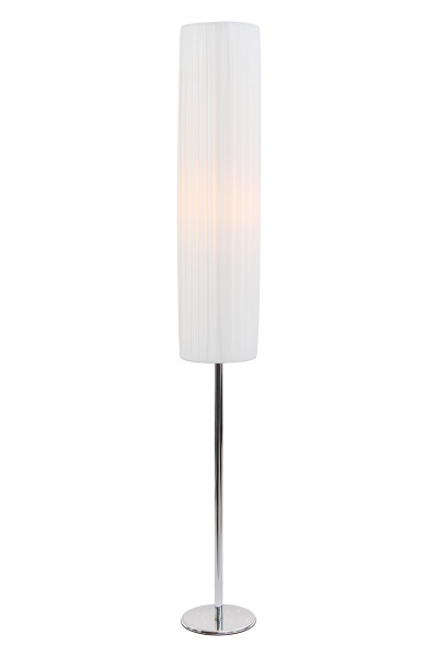 SalesFever Stehlampe rund 110 cm, Plissee Lampenschirm aus Latex, Gestell Edelstahl