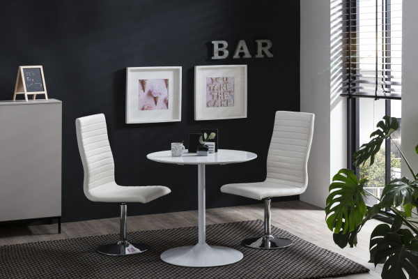 SalesFever Essgruppe 5 tlg. Ø80 cm, Esstisch MDF und Metall, Esszimmerstuhl Weiß besteht aus 1x391358+1x399613