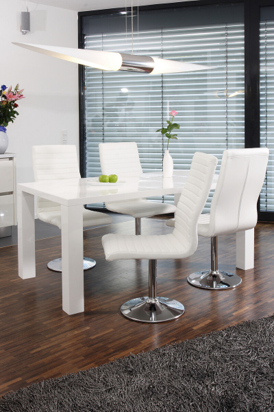 SalesFever Essgruppe 5 tlg. 160x90 cm, Esstisch Weiß, Esszimmerstuhl Weiß besteht aus 1x399644+1x399613