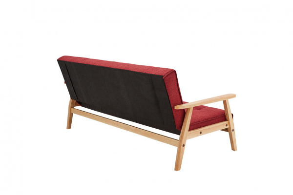 SalesFever Schlafsofa skandinavisch Strukturstoff kaminrot, 3-Sitzer, mit Relaxfunktion (um 60° neigbar), 100% Polyester