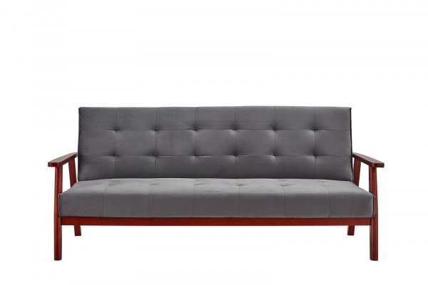 SalesFever Schlafsofa skandinavisch Samt dunkelgrau, 3-Sitzer, mit Relaxfunktion (um 60° neigbar), 100% Polyester