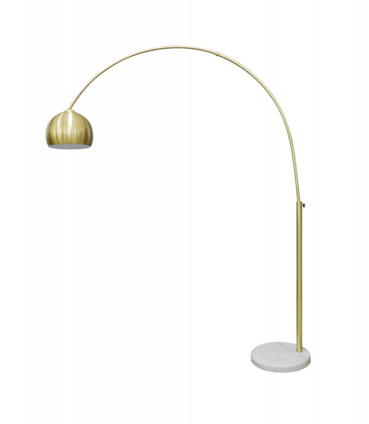 SalesFever Bogenlampe Messing mit Marmorfuß, Ø Lampenschirm ca. 30 cm