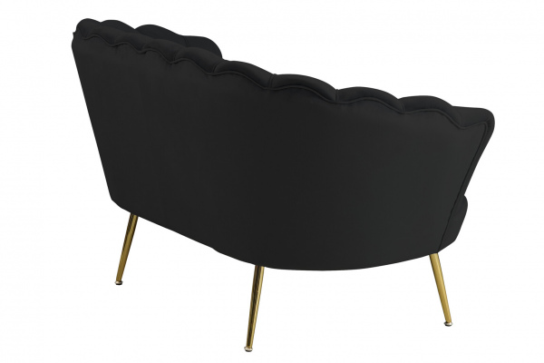 SalesFever Muschelsofa aus Samt Schwarz, Beine Chrom goldfarben, mit hohem Sitzkissen