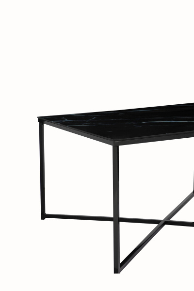 SalesFever Couchtisch 80x80x45 cm, Foliert in Marmoroptik Schwarz, Gestell Schwarz