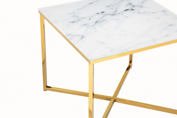 SalesFever Beistelltisch »Dalia« 50 x 50 cm Marmoroptik gold & weiß | 394793