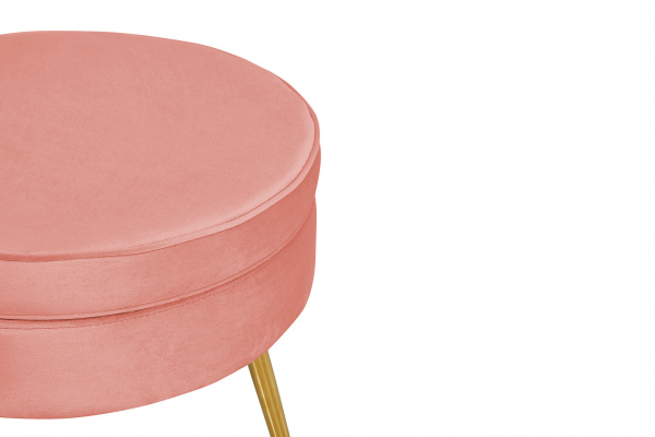 SalesFever Sitzpouf rund aus Samt Rose, Beine Chrom goldfarben, mit hohem Sitzkissen