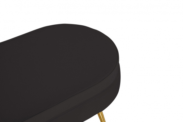 SalesFever Sitzpouf oval aus Samt Schwarz, Beine Chrom goldfarben, mit hohem Sitzkissen