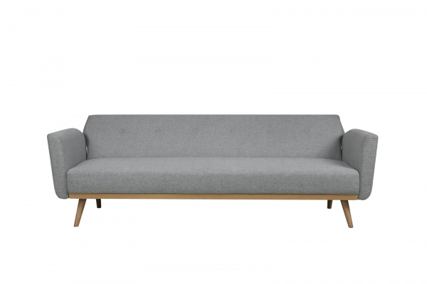 SalesFever Schlafsofa, Strukturstoff fein, mit Holzleiste und -füßen