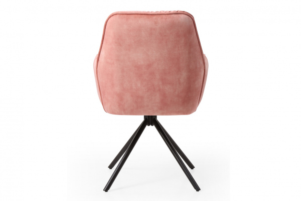 SalesFever Armlehnstuhl mit 360° Drehfunktion, Rose, Vintage-Samtvelours, Beine Metall Schwarz pulverbeschichtet