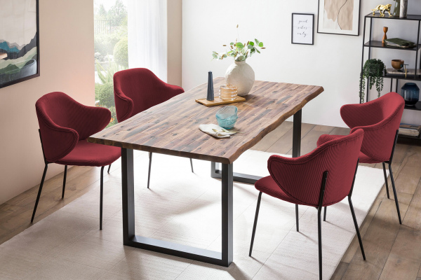 SalesFever Armlehnstuhl 2er Set Beere, Gestell Schwarz matt pulverbeschichtet