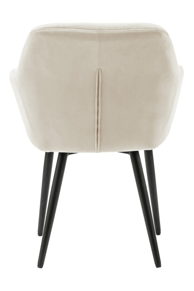 SalesFever Armlehnstuhl Creme Samt, 100% Polyester, mit Knopfheftung, Stuhlbeine aus pulverbeschichtetem schwarzem Metall