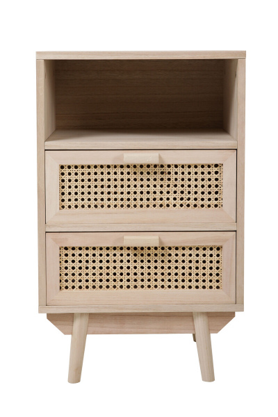 SalesFever Kommode 42x36 cm Rattangeflecht, 2 Schubladen, 1 offenes Fach