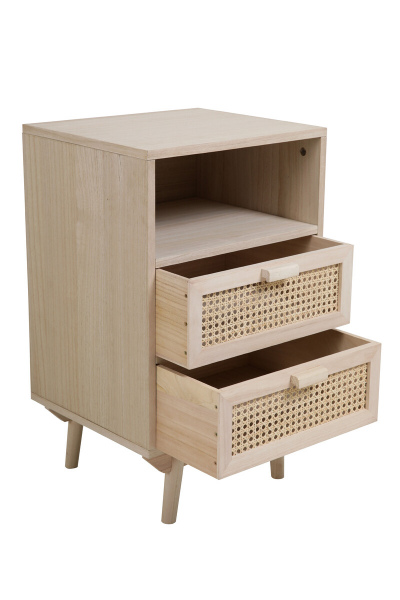 SalesFever Kommode 42x36 cm Rattangeflecht, 2 Schubladen, 1 offenes Fach