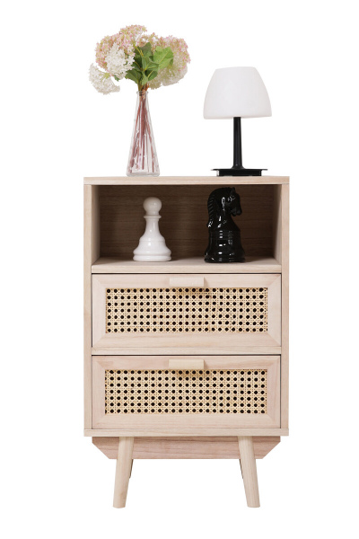 SalesFever Kommode 42x36 cm Rattangeflecht, 2 Schubladen, 1 offenes Fach