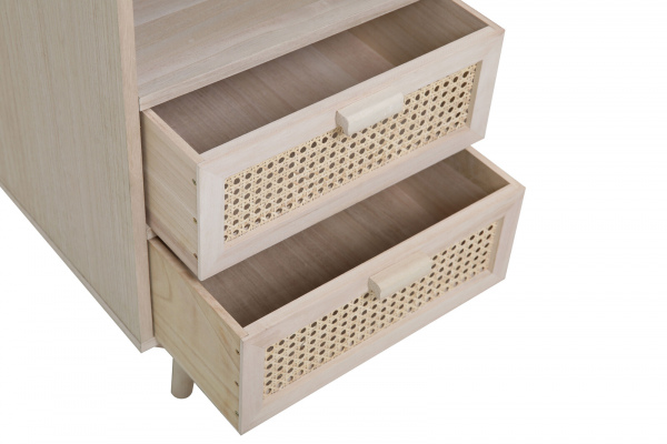 SalesFever Kommode 42x36 cm Rattangeflecht, 2 Schubladen, 1 offenes Fach
