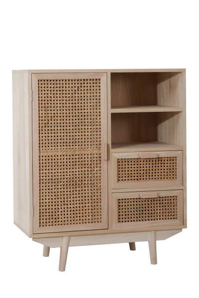 SalesFever Sideboard 70x36 cm Rattangeflecht, 2 Schubladen, 1 Türe, 2 offene Fächer