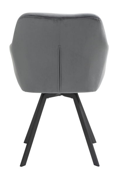 SalesFever Armlehnstuhl mit 360° Drehfunktion Grau, Samtbezug, Beine Metall Schwarz pulverbeschichtet