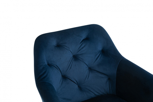 SalesFever Armlehnstuhl mit 360° Drehfunktion Blau, Samtbezug, Beine Metall Schwarz pulverbeschichtet
