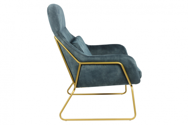 SalesFever Relaxsessel aus Samtvelours Blau, Gestell pulverbeschichtetes Metall messingfarben