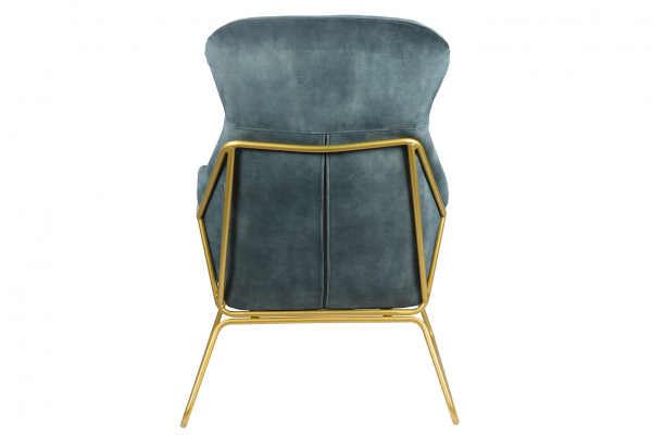 SalesFever Relaxsessel aus Samtvelours Blau, Gestell pulverbeschichtetes Metall messingfarben