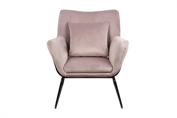 SalesFever Relaxsessel mit Samtbezug Rose, Gestell Metall Schwarz pulverbeschichtet