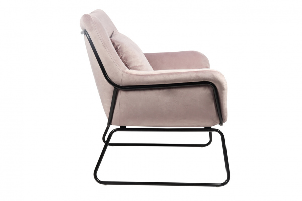 SalesFever Relaxsessel mit Samtbezug Rose, Gestell Metall Schwarz pulverbeschichtet