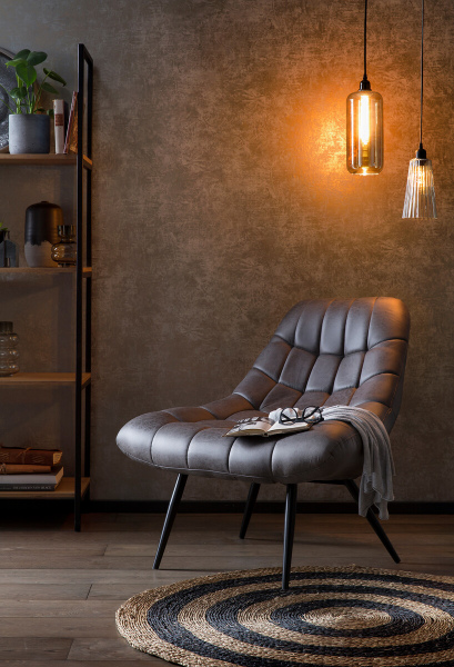 SalesFever Sessel XXL Kunstleder Dunkelbraun, Metallbeine schwarz pulverbeschichtet, mit Steppung