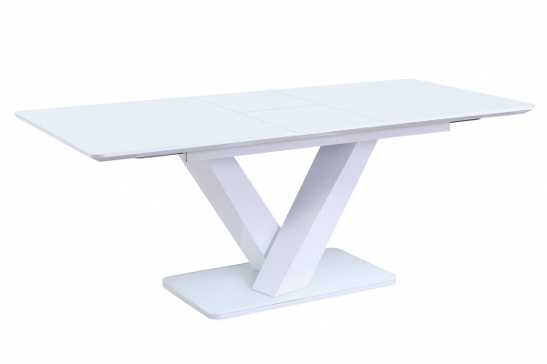 SalesFever Essgruppe 5 tlg. 160/200x90 cm, Esstisch MDF/Glas, Esszimmerstuhl Weiß, besteht aus 1x395721+1x399613