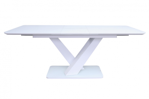 SalesFever Essgruppe 5 tlg. 160/200x90 cm, Esstisch MDF/Glas, Esszimmerstuhl Weiß, besteht aus 1x395721+1x399613