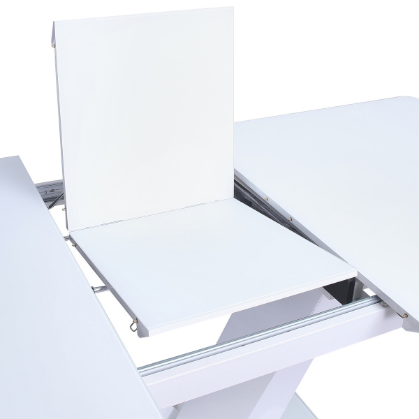 SalesFever Essgruppe 5 tlg. 160/200x90 cm, Esstisch MDF/Glas, Esszimmerstuhl Weiß, besteht aus 1x395721+1x399613