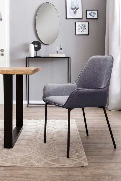 SalesFever Essgruppe 5 tlg. 180x100 cm, Esstisch Akazie, Esszimmerstuhl Dunkelgrau besteht aus 1x394984+2x391983