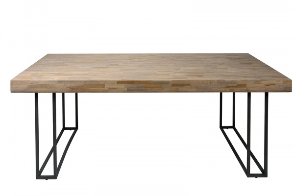 SalesFever Essgruppe 5 tlg. 180x100 cm, Esstisch Akazie, Esszimmerstuhl Senfgelb besteht aus 1x394984+2x391990