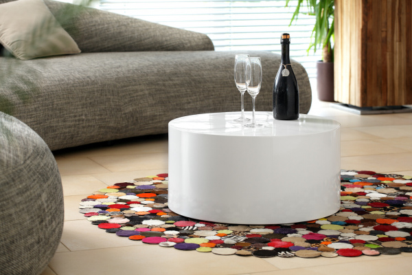 SalesFever Couchtisch Ø 60 cm rund weiß, hochglanz lackiert