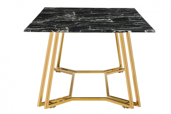 SalesFever Couchtisch 110x60 cm, Tischplatte in Marmoroptik, Gestell goldfarbenes Chrom