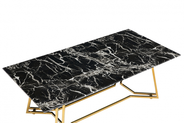 SalesFever Couchtisch 110x60 cm, Tischplatte in Marmoroptik, Gestell goldfarbenes Chrom