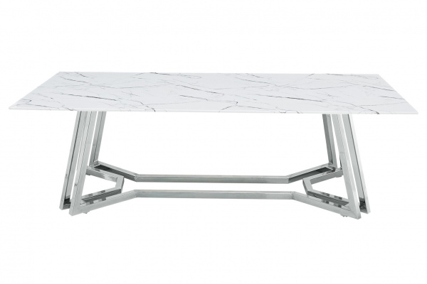 SalesFever Couchtisch 110x60 cm, Tischplatte in Marmoroptik, Gestell Chrom