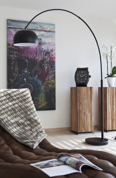 SalesFever Bogenlampe »»Big Deal« E27, Fuß aus Marmor schwarz | 399132