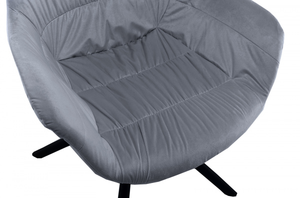 SalesFever Armlehnstuhl mit Wabensteppung Samt Grau, 360° Drehgestell Metall Schwarz pulverbeschichtet