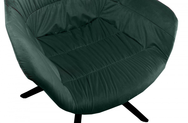 SalesFever Armlehnstuhl mit Wabensteppung Samt Tannengrün, 360° Drehgestell Metall Schwarz pulverbeschichtet