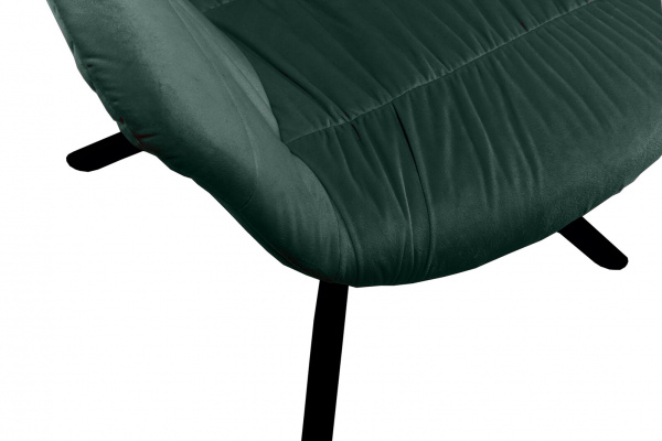 SalesFever Armlehnstuhl mit Wabensteppung Samt Tannengrün, 360° Drehgestell Metall Schwarz pulverbeschichtet