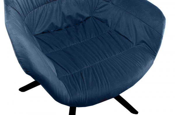 SalesFever Armlehnstuhl mit Wabensteppung Samt Blau, 360° Drehgestell Metall Schwarz pulverbeschichtet