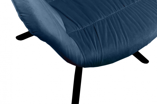 SalesFever Armlehnstuhl mit Wabensteppung Samt Blau, 360° Drehgestell Metall Schwarz pulverbeschichtet