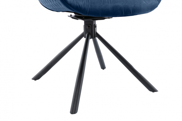 SalesFever Armlehnstuhl mit Wabensteppung Samt Blau, 360° Drehgestell Metall Schwarz pulverbeschichtet