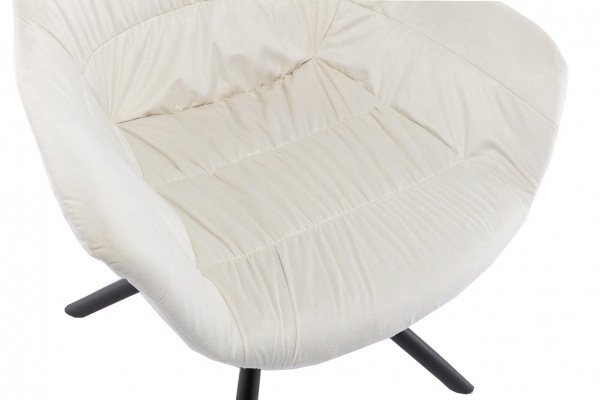 SalesFever Armlehnstuhl mit Wabensteppung Samt Creme, 360° Drehgestell Metall Schwarz pulverbeschichtet