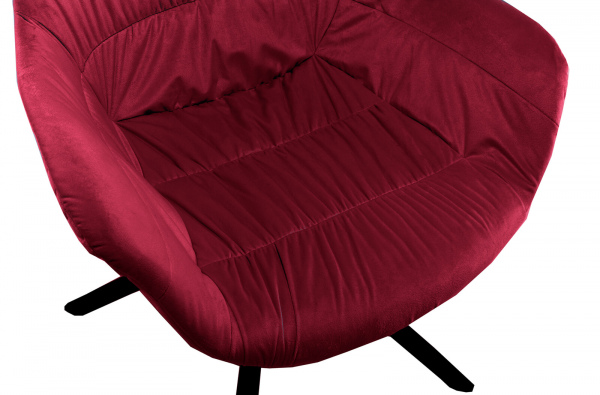 SalesFever Armlehnstuhl mit Wabensteppung Samt Rot, 360° Drehgestell Metall Schwarz pulverbeschichtet