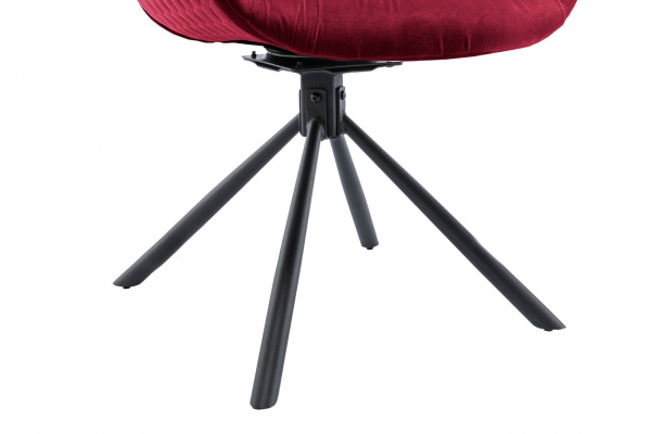 SalesFever Armlehnstuhl mit Wabensteppung Samt Rot, 360° Drehgestell Metall Schwarz pulverbeschichtet