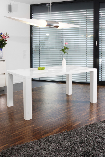 SalesFever Esstisch 120x80x76 cm weiß, hochglanz lackiert, Tischplatte 45 mm