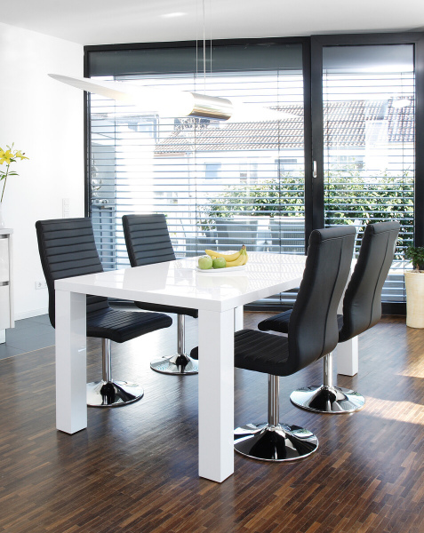 SalesFever Esstisch 140x90x76 cm weiß, hochglanz lackiert, Tischplatte 45 mm